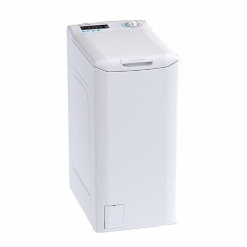 Candy Smart CSTG 27T2-11, Lavatrice a carica dall'alto, 7KG, Classe D, 1200 giri, 79 dB, Partenza Ritardata, 16 programmi, Apertura Gentle Touch, AxLxP 86x41x60 cm, Bianco