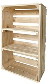 Neue Obstkisten mit Mittelbrett Holzkisten Weinkisten Apfelkisten Regal Kommode Natur 60x40x20cm