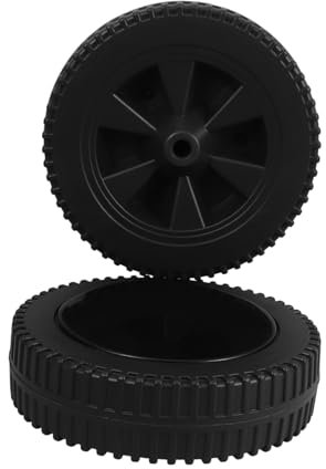 POPETPOP 7 Inch Plastic Directional Bbq Grill Cart Wheels Black Covers, Gas Grill Replacement Parts for Trolleys and Lawn Mowers, 2pcs