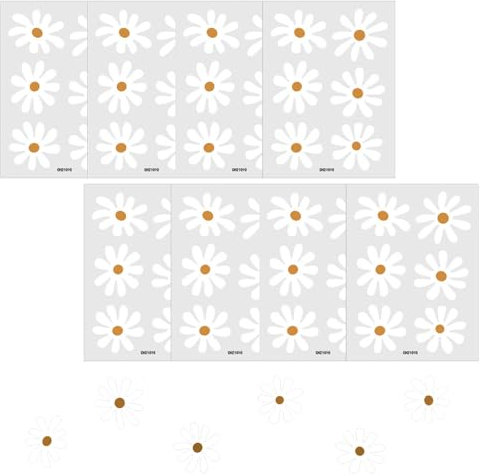 8 Sheets Daisy Stickers Self-Adhesive Flower Wall Stickers Boho Daisy Wall Decor White Daisy Wall Decoration for Girls Boys Bedroom Nursery Classroom