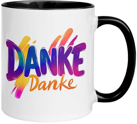 Danke Tasse – Bunte und moderne „Danke“-Tasse – Geschenkidee für Familie, Freunde & Kollegen – Liebevolles Design für Büro & Zuhause – Hochwertige Keramiktasse