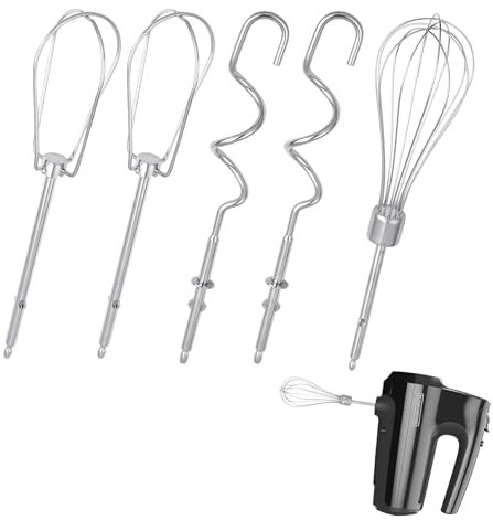 5 Pack Hand Mixer Replacement Beaters Compatible with BLACK and DECKER Electric Hand Held Mixer, Include 2 Mixer beaters, 2 Dough Hooks, 1 Whisk, Beaters Electric Mixer Parts Accessories