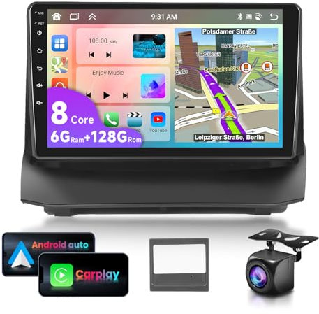 6G&128G 8-Core VECHTEL 9 Autoradio Für Ford Fiesta 2009-2014 mit Carplay Android Auto Wireless,Android 13,Touchscreen Bluetooth HiFi/RDS/FM Radio,WiFi Navi/AHD Rückfahrkamera/CANBUS