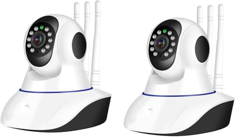 AntDau71® - 2 pezzi IP Cam Motorizzata con 3 Antenne, 720p, Visione Notturna, Audio Bidirezionale, 11 LED IR, Basso Consumo 5W - Per Sicurezza e Videosorveglianza- CW980-2PZ
