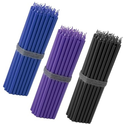 NKlaus 150x Stabkerzen Set 16 cm – dünne Kerzen in Blau, Violett & Schwarz – tropffrei & rußfrei – ideal für Deko, Spiritualität, Events, Gastronomie & Kerzenhalter 40756