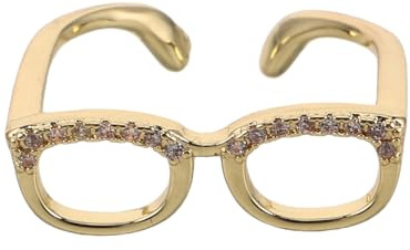 FOMIYES verstellbare Ringe für Damen einzigartige Brillenringe Gläser offener Ring paar schmuck ringe neuartiger Brillenring Frauen verstellbare Ringe Kupfer Schwarz