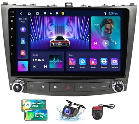 ZZPHKK Android 13 Autoradio für Lexus IS250 XE20 2005-2013 9 Zoll Touch Display Auto Radio Player mit Carplay Android Auto/GPS Navi/DSP/4G WiFi/FM RDS DAB+/Bluetooth Freisprecheinrichtung(NF-2)