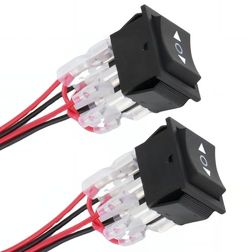 2 Pièces Momentané Interrupteur Inverseur 12V 6 Broches Interrupteur à Bascule 3 positions ON-OFF-ON Momentané Inverseur de Polarité Moteur DPDT 16A AC125-250V DC avec Fils pour Voiture, Bateau