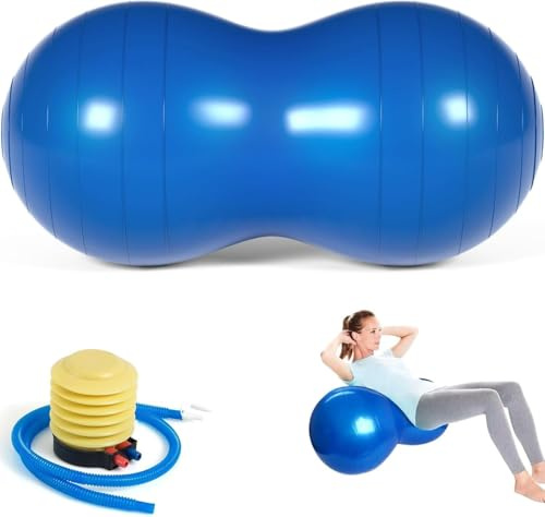 Peanut Ball for Kids Therapy, 90x45cm Anti-Burst Exercise Ball with Pump, Gym Quality Fitness for Yoga, Physical, Training, Women, Men