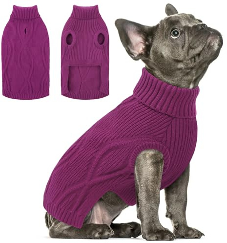 Queenmore Pullover Kleine Hunde, Weicher Stehkragen Hundepulli | Hunde Pullover Kleine Mit Leinenöffnung für Malteser, Pomeranian, Dackel, Pudel, Shih Tzu, für Herbst- Und Wintertage