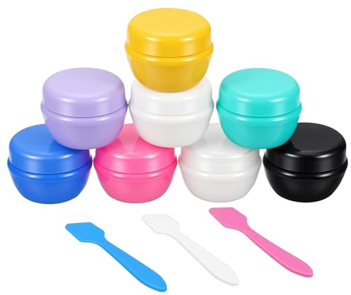 Guduling Lot de 8 boîtes à crème à remplir - 20 ml (multicolore) | Lot de 3 petites cuillères réutilisables avec couvercle pour articles de toilette, crèmes, lotions