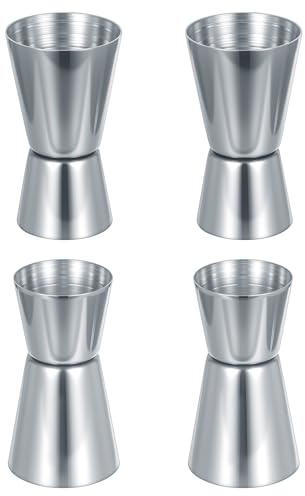 4 Pcs Spirit Measures 15ml 30ml, Stainless Steel Shot Measure, Drink Measures for Spirits Measure, Bar Dual Jigger Drinks Spirit Measure Cup for Bar Party Alcohol Wine Cocktail Drink Shaker Pourers