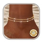 Kakonia Bracelet Cheville Femme Argent 925 Imperméable Bracelets de Cheville Pour Femme Argent Or Perlé CZ Cœur Chaine de Chevilles Réglable Plage Chevilles Bracelets pour Femmes