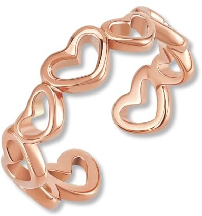 GD GOOD.designs Anello Cuore Regolabile - Anello da Donna in Acciaio Inossidabile 316L in Oro 18K, Oro Rosa o Argento - Resistente all’Acqua - Con Scatola Regalo (Misura 52-60)