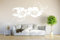 INDIGOS UG - Wandtattoo Wohnzimmer - Wandaufkleber Hibiskusblüte - Hibiskus - 120cm x 64cm - weiß - Aufkleber Kinderzimmer Schlafzimmer Küche Badezimmer Büro Dekoration
