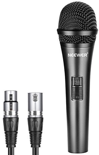 Neewer Dynamisches Nierenmikrofon mit XLR-Stecker auf XLR-Buchse, starre Metallkonstruktion, für professionelles Pickup von Musikinstrumenten, Stimme, Rundfunk, Sprache, Schwarz (NW-040)