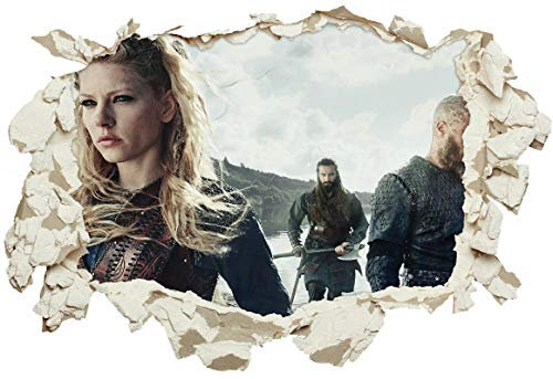 Unified Distribution Vikings - Wandtattoo mit 3D Effekt, Aufkleber für Wände und Türen Größe: 92x61 cm, Stil: Durchbruch