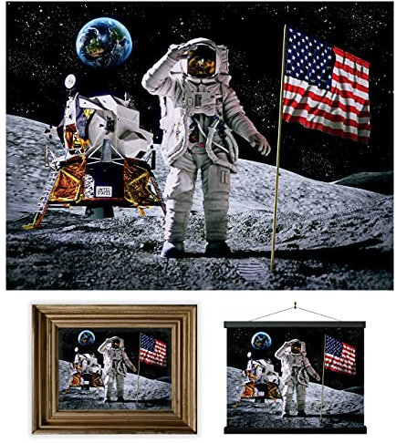 3D LiveLife Linsenförmige Wandkunst Drucke - Mondlandung von Deluxebase. Ungerahmtes 3D Weltall Poster. Perfekter Wandfüller. Original kunstwerk lizenziert von bekannt künstler, David Penfound