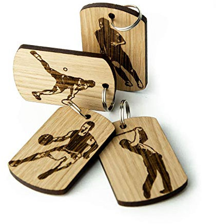 Football, Basket-Ball, Golf, Tennis, Sport, Porte-clés en Bois Personnaliser chêne sur Mesure