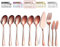 Kyraton Set di posate di servizio in oro rosa 10 pezzi include 3 cucchiai da portata, 3 cucchiai con intaglio, 1 forchetta da portata, 1 paletta per torta, 2 spalmatori per coltelli da burro