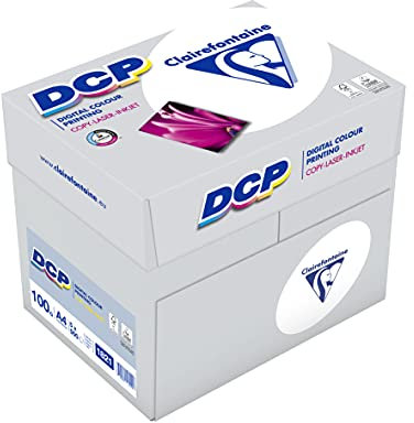 Clairefontaine 1821C - Karton mit 5 Ries Druckerpapier / Kopierpapier DCP, extraweiß, DIN A4, 100g, 500 Blatt x 5, Weiß, 1 Karton