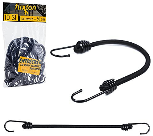 fuxton fuxton 10 Spanngurte mit Haken, 100 cm schwarz Spanngummi, (Expander, Gepäckspanner, Gummiband) für Fahrradträger, Ladungssicherung, Auto