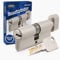 GERCAR - Pro - Cylindre de serrure à bouton - 40/40 - Massif - Avec bouton - En laiton nickelé mat - Avec 5 clés - Clé réversible - Longueur : 80 mm, A : 40 B : 40 - 1 x