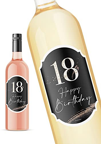 JoliCoon 18. Geburtstag Flaschenetikett - Perlmuttlack veredelt - 8,5x12cm - Happy Birthday 18