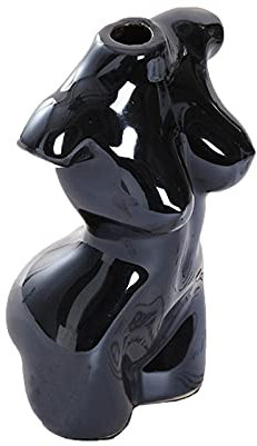 Sanmum Menschlicher Körper Blumenvase Keramik Sukkulenten Vase Modern Körperform Skulptur Design Blumentopf Pflanztöpfe Ornamente Dekoration (Schwarz Frau)