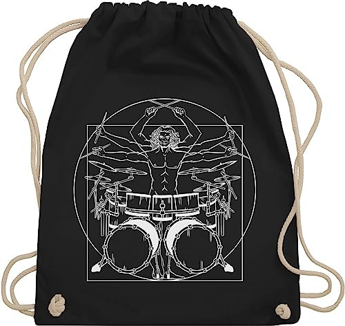Turnbeutel Rucksack - Musik Instrument Zubehör - Schlagzeuger Drummer Geschenk Schlagzeug - Unisize - Schwarz - instrumente für musiker schlagzeug. beutel musikinstrumente tasche sportbeutel bag