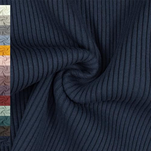 Bündchenstoff Finia, Grobstrick-Bündchen, Schlauchware, gerippt, uni navy (Länge am Stück: ab 25cm x Breite: 30cm/60cm)