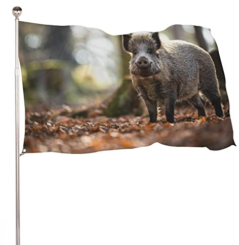 Dekorative Hausflagge, Hof-Banner, Wildschwein-Druck, Urlaub, Willkommen, Gartenflaggen, Rasen, hängende Dekoration, 90 x 150 cm