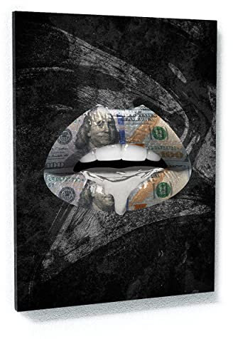 Money Lips Kunstdruck auf Leinwand – Home Decor Wand Kunstdruck Poster Gemälde klein 30,5 x 40,6 cm / 1,9 cm | Sense Canvas