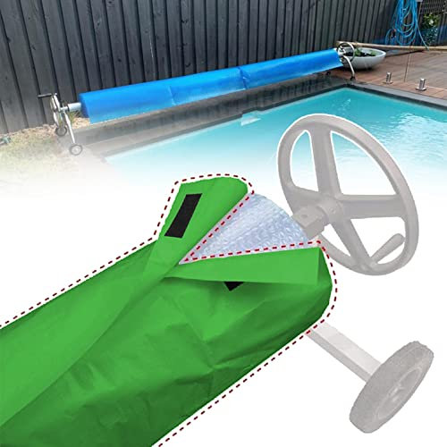 WOKEZ Couverture Enrouleur Bâche Piscine, Couverture de Protection Piscine Extérieur Intérieur, Couverture pour Bâche Solaire, Bâche de Piscine Anti-Vent/Pluie/Poussière/UV,Vert,490x96 cm