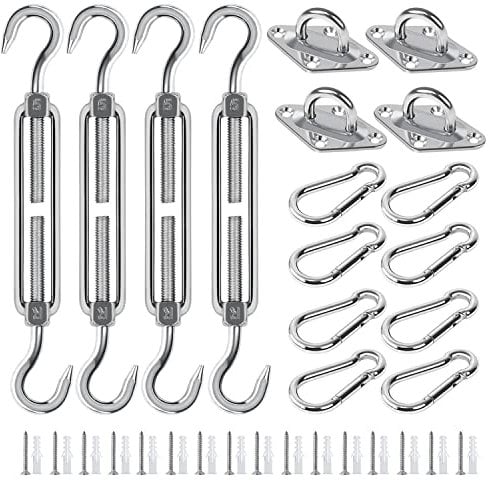 Covlongyu Kit de Fixation pour Voile d'ombrage, 304 Kit de matériel de Pare - Soleil en Acier Inoxydable Rectangle Triangle et carré……