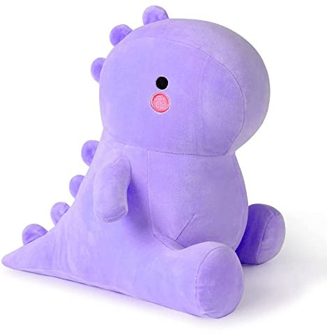 shownicer Plüschtier Dinosaurier Kuscheltier Stofftier Kawaii Dino Plüsch Kissen Spielzeug Plüschsaurier Wurfkissen Schmusetier Geschenk für Kinder Mädchen 12+ Jahre (Violett, 35cm)