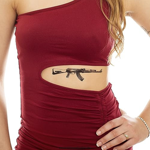 1 x AK-47 Tattoo - Doppelmotiv in schwarz groß und klein - Temporary Body Tattoo (1)