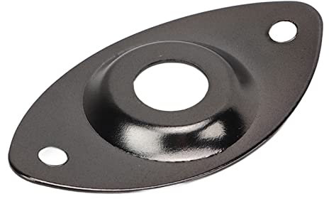 Guitar Oval Jack Plate, Electric Guitar Output Socket Jack Plate, Rugged Decorative Output Replacement (Black