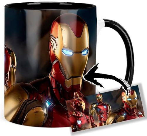 Iron Man Taza Interior y Asa Negra Ceramica Mug