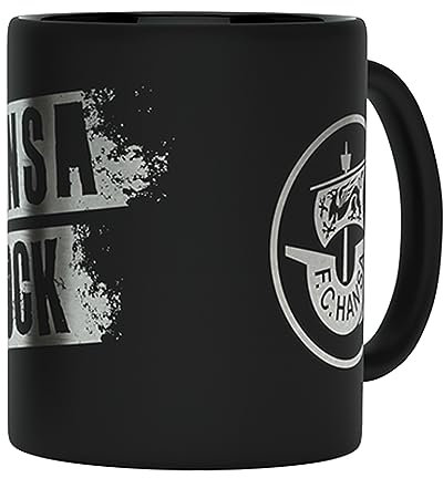 FC Hansa Rostock Tasse Becher Kaffeetasse, Keramik, Schwarz, Silber, ca. 0,3 L