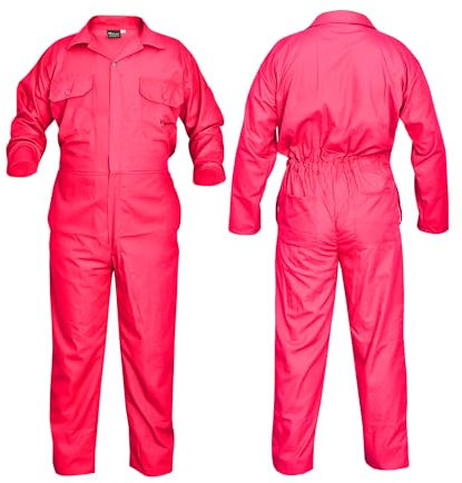 Red Men's Coverall Overalls Boiler Suit Coveralls Work Wear Mechanics Boilersuit (3XL)