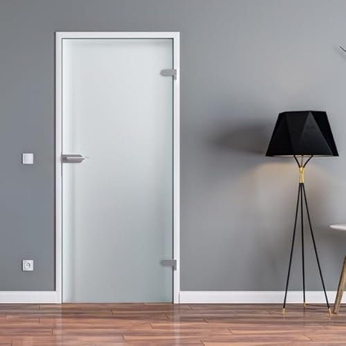 Glastür Ganzglastür Drehtür aus ESG-Glas Sadora ® in Vollsatiniert/Milchglas (V) 834x1972 mm (BxH) für Studio Griff und Studio Bänder