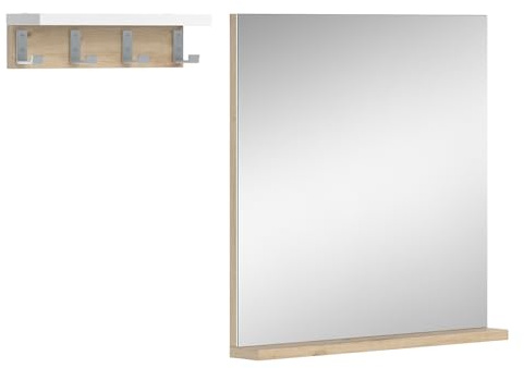 Vicco Badezimmerspiegel Henri, Weiß, 50 x 51.6 cm mit Regal, zur Montage unter dem Waschbecken mit Siphonausschnitt
