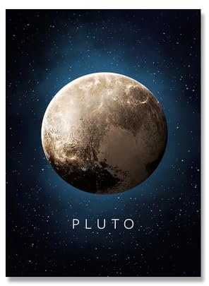 GIBOH Moderne Planeten-Poster und Drucke, minimalistische Wandkunst, Pluto-Nachthimmel, Leinwandgemälde, ästhetische Bilder für Wohnzimmerdekoration, 50 x 70 cm x 1, ohne Rahmen