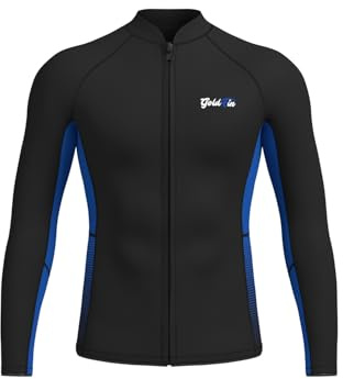 GoldFin Mens Wetsuit Tops, 2mm Wet Suits Neoprene Jacket for Men Keep Warm Long Sleeve for Cold Water Diving Surfing Kayaking Swimming, Blue XX-Large