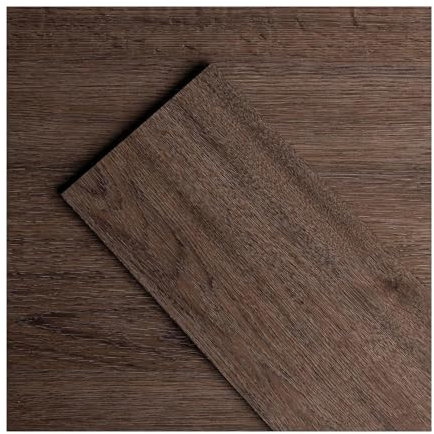 Vinylbodenbelagm Laminatboden mit dunkelbrauner Holzmaserung, 2 mm dick, 18 Dielen, kratzfest, für Bad, Flur, Boden, 27 m², Dunkelbraun