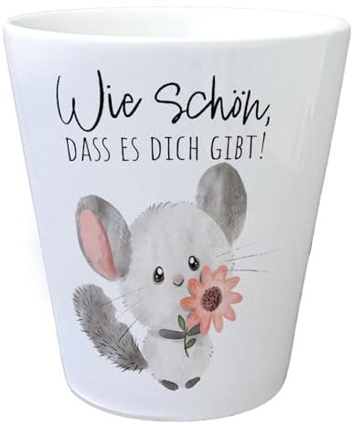 speecheese Chinchilla Blumentopf mit Spruch Wie schön DASS es Dich gibt Perfekt für Hamster Maus Knuffiger Gruß an Freundin zum Geburtstag Schön