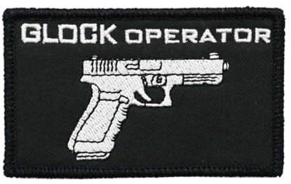 2 Stück bestickte Aufnäher Glock Operator Militär Taktisch Abzeichen mit Haken Loop Backing für Rucksäcke Jacken Kleidung Applikationen
