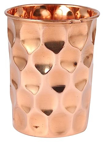 BishtHub Kupfer-Wassergläser, Diamant-Becher für Küche, Trinkgeschirr, Kupferartikel, Küchenutensilien, 1 Stück, 300 ml