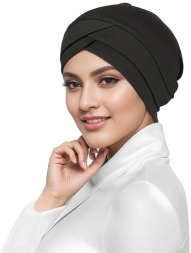 Turban Damen Kopftuch Elastische Bandana Muslim Stirnband Beanie Hijab Chemo Hut Islamischen Kopfbedeckung Elegant Headwear Haarausfall Krebs Kopfschmuck Frauen Undercap